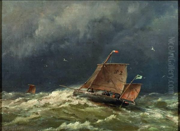Zeilboot Op Stormachtige Zee - view 1