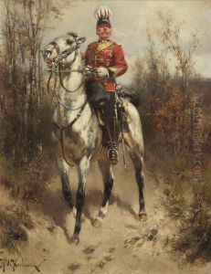 A British Hussar General On Horseback