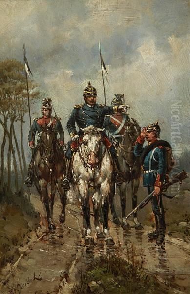 German Lancers Escorting An Officer - view 1