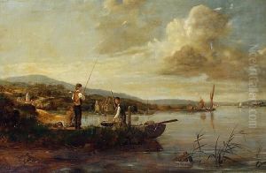 Dutch River Scene by Johannes Hermann Barend Koekkoek
