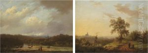A River Landscape With Watering Cows by Marianus Adrianus Koekkoek
