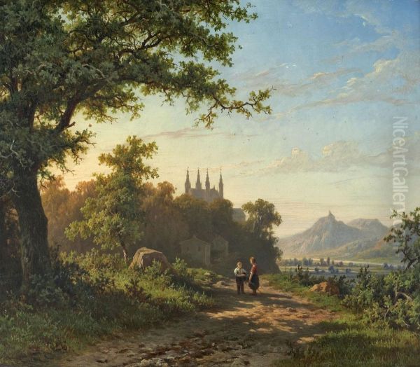Rheinansicht Mit Blickauf Die Apollinaris-kirche Bei Remagen Und Den Drachenfels - view 1