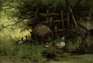 Landscape With Ducks. by Marinus Adrianus Ii Koekkoek