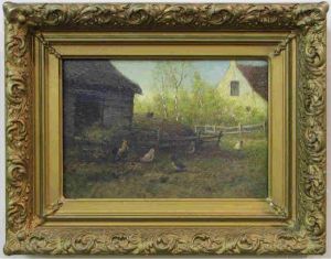 Chickens In The Barnyard by Marinus Adrianus Ii Koekkoek
