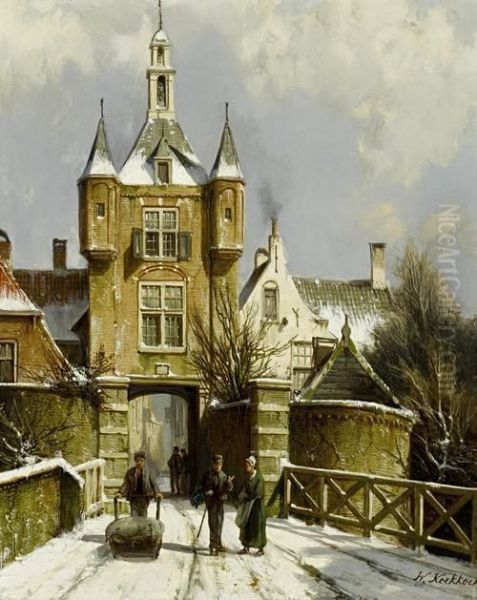 Figures In A Winter Townscape - view 1