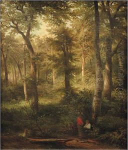 Jeunes Enfants Jouant Aux Abords De La Riviere by Willem Koekkoek