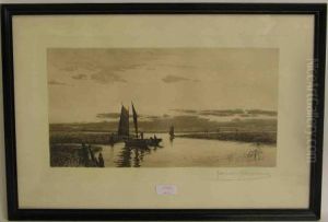 Seenlandschaft Mit Booten Seenlandschaft Mit Booten