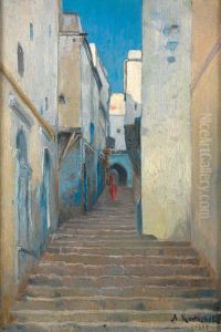 Rue De La Kasbah A Alger by Achille Koetschet