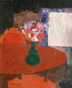 Stilleben Mit Tongefasen Und Leuchtender Flora by Albert Stefan Kohler