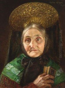 Portrait Of A Lady In Traditional Costume by Gustav Kohler