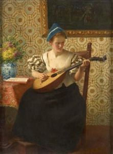Lady With A Mandolin by Gustav Kohler