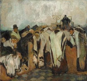 In Der Synagoge (wohl Warschau Um 1914). by Hans Kohlschein