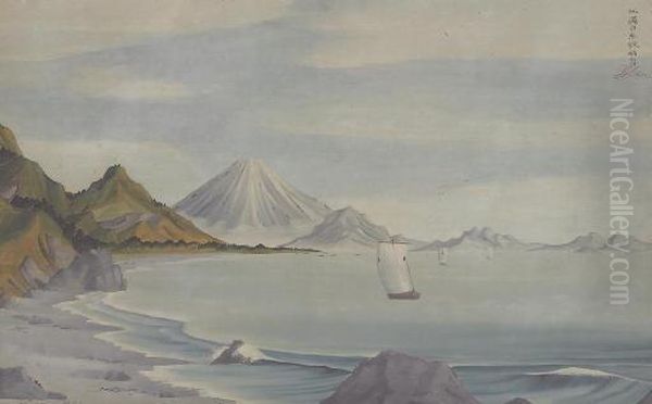 Distant View Of Mounts Fuji And Satta From Suruga Bay - view 1