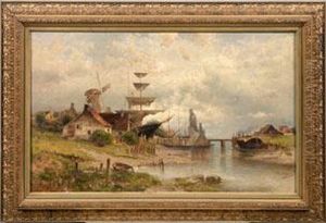 Kleiner Friesischer Hafen Mit Segelschiffwerft