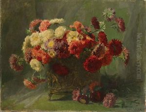 Nature Morte Aux Asters Dans Un Pot En Cuivre by Henri Kokken