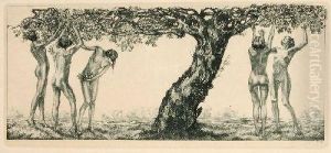 Weibliche Akte Unter Einem Apfelbaum by Alois Kolb