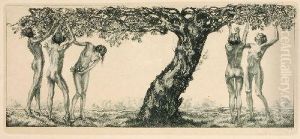 Weibliche Akte Unter Einem Apfelbaum. by Alois Kolb