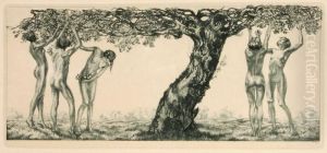 Weibliche Akte Untereinem Apfelbaum by Alois Kolb