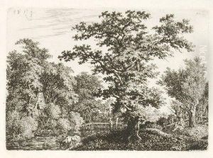 Flotenspieler Und Rind In Einer Fluslandschaft by Carl Wilhelm Kolbe