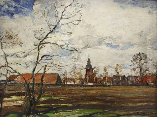 Blick Auf Ein Norddeutsches Dorf Mit Kirchturm, Im Vorfruhling - view 1