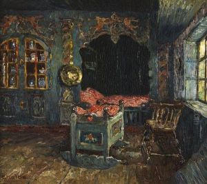 Blaue Friesenstube Mit Alkoven Und Wiege In Keitum Auf Sylt by Ernst Kolbe