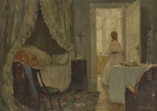 Interieur Mit Junger Frau Am Fenster by Ernst Kolbe