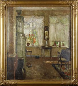 Interior Med Kakelugn by Ernst Kolbe