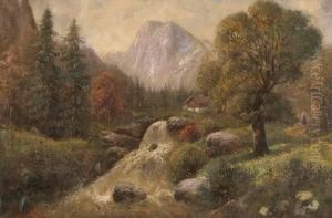 Countryside Landscape With Cottage And Stream by G. Kolbe