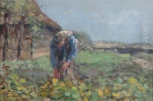 A Man In A Vegetable Garden by Bernard Marie Koldeweij