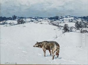 Lone Wolf In The Snow by Sergej Michaijlovic Kolesnikov