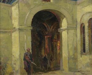 Entrance To A Church by Stepan Feodorovich Kolesnikov