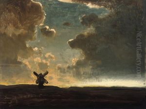 The Windmill On The Hill At Dusk by Louis Kolitz
