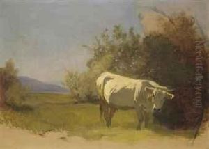 Kuh In Landschaft by Rudolf Koller