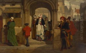 Faust Et Mephistopheles 
 Attendant Marguerite A La Sortie De L'eglise by Wilhelm Koller