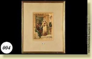 L'aumone A La Sortie De L'eglise, Aquarelle Et Gouachesur Papier. Signee En Bas A Droite G. Koller. Ecole Autrichienne.dim.: 29x21 Cm