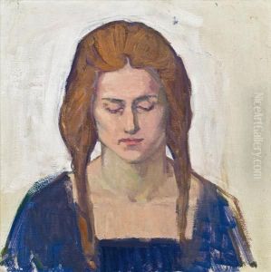 Selbstbildnis Mit Blauem Kleid by Broncia Koller-Pinell