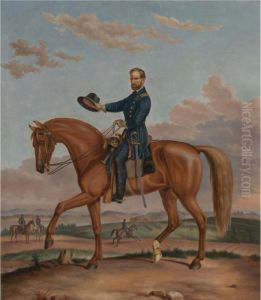 Portrait Of General William T. Sherman On His Horse by Kollner, Augustus
