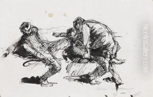 Zwei Miteinander Ringende Manner by Kathe Kollwitz