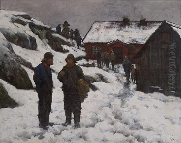 Fishermen In Winterlandscape - view 1