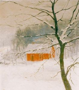 Hus I Vinterlandskap 1891 by Fredrik Kolsto