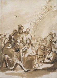 Christ Preaching In The Wilderness by Philips Koninck