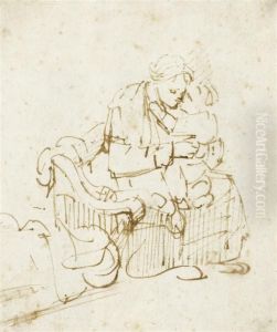 Young Woman Seated by Philips Koninck
