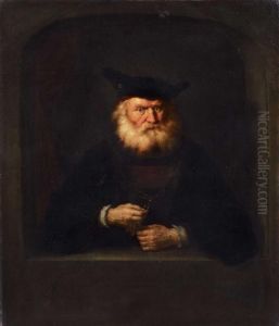 Bartiger Mann Mit Barett, Eine Medaille Vorweisend by Salomon Koninck