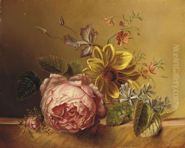 Summer Flowers On A Marble Ledge - view 1