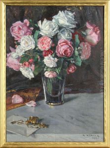 Stilleben Med Rosor Och Smycke, Signerad O Daterad R Konopa 1920 Stilleben Med Rosor Och Smycke, Signerad O Daterad R Konopa 1920