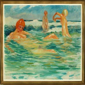 Bathing Nudes On Thebeach by Martin Konopacki