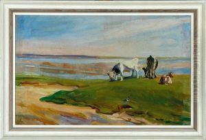 Coastal Scenery With Grazing Cows by Elise Konstantin-Hansen