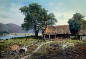 A Riverside Farm by Mikhail Konstantinovich Klodt