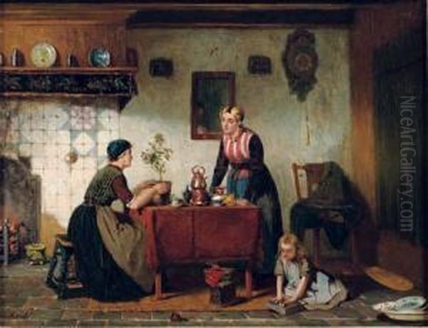 Interior In The North Of Holland: Tea-time - view 1