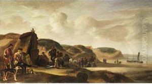 Strand Mit Figurenstaffage by Willem Gillisz. Kool